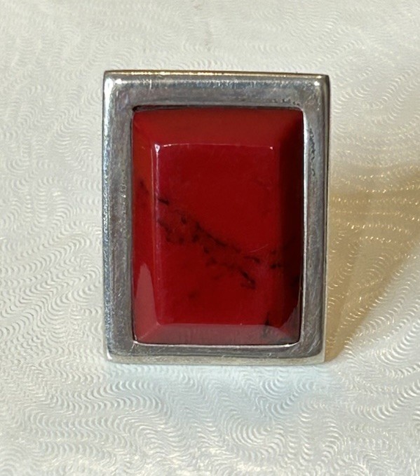 Sterling Silver Ring Jasper Stone ATI 925 Mexico Oversized 8.5