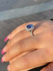 3.70 Ct Natural Sapphire Art Deco Vintage Engagement Ring 925 Sterling Silver
