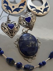 LG STERLING MIXED JEWELRY LOT-ZUNI NAVAJO MEXICO-TURQUOISE LAPIS CORAL-SOUTHWEST