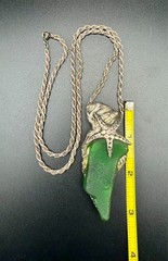 Vintage Studio Sterling Silver Green Sea Glass Starfish Pendant Necklace 58 gm
