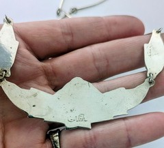 Vintage ALIA Sterling Silver Pink Abalone Shell Inlay Necklace 20″