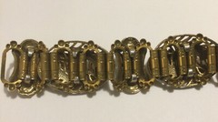 Vintage Selro Selini Chunky Gold Tone,Pearl, AB Rhinestones Bracelet. 7 Inches.