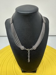 Sterling Silver 4 Stranded Marcasite Herringbone Chain Choker Necklace 56g 18 In