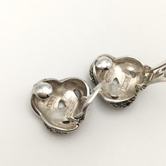 Vintage Sterling Silver Marcasite Knot Clip On Earrings Marked 925 14g #22
