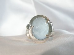 Chunky Sterling Silver 925 Natural Heated Blue Topaz Cabochon Unique Ring Size 7