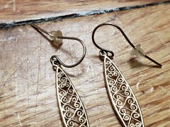 VINTAGE * STERLING SILVER (925) * EARRINGS 1.5″- GOLD PLATE on SILVER