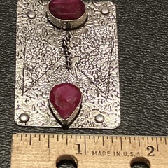 Vintage Sterling 925 Faceted Ruby Gemstones Bezel Setting 2.3” x 1.5” New