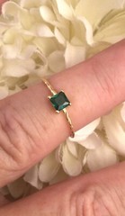 Vintage Jewellery Yellow Gold Twist Band Ring Emerald Antique Deco Jewelry