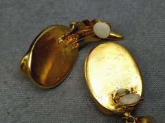 Gtg Gold Tone Swirl Faux Pearl Clip On Dangle Drop Earrings 2.1″