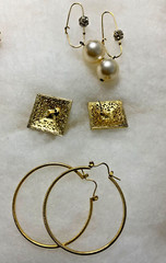 Vintage Earrings Lot Eight Pairs GoldTone Pierced Styles Hearts Hoop Dangle Post