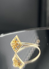 ATQ Vtg 10k Yellow Gold Diamond Ring Brooch Conversion Flower in Square sz 10