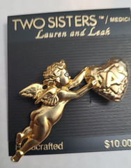 Two Sisters Medici Lauren & Leah Handcrafted Cherub Brooch w/ Heart “A” Vintage