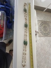 Vintage Trifari Necklace Lot 2 – Faux Jade Carved Bead Pearl & Bow Enamel Tassel