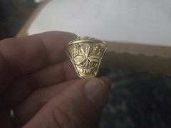 Vintage 1962 Men’s Signet Ring Gold-Tone Engraved Two-Tone Gold Silver