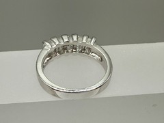 VINTAGE SILVER PLATED HALF ETERNITY BAGUETTE CUT CZ ANNIVERSARY BAND RING SZ 8