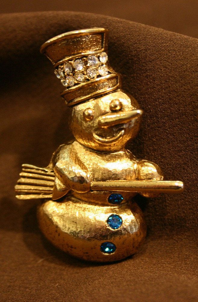 Vintage Weiss Designer Signed Snowman Brooch
