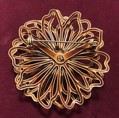 Vintage Rivoli Rhinestone & Enamel Flower Brooch Pin