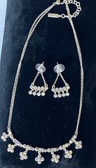 Vintage Napier Aurora Borialis Rhinestone Necklace And Earring Set 16 Inches