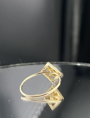 ATQ Vtg 10k Yellow Gold Diamond Ring Brooch Conversion Flower in Square sz 10