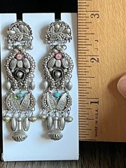 Vtg Ayala Bar Silver Tone Post Chandelier Drop Earrings 3″ Boho Artisan Israeli