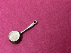 Vintage Sterling Silver Enamel Eggs in Frying Pan Iron Skillet Charm Pendant .8