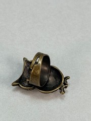 Vintage Style Owl Cocktail Ring Amber Rhinestones Bronze Tone Statement Adjust