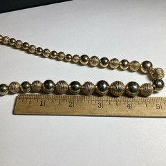 24” GOLDTONE NECKLACE GRADUATED BEADS METAL BEADS ON CHAIN