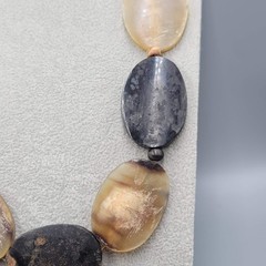 West African Buffalo Horn Necklace Hand Carved Large Statement Beads 24″