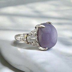 Vintage Platinum 17.46 ct. Lavender Star Sapphire Diamond Ring (For Restoration)