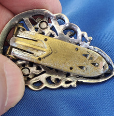 Vintage ORIGINAL Deco STERLING SILVER Diamond Cut Marcasite Brooch Clip BROACH