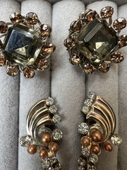 Vintage Rhinestone Jewelry Lot Earrings Brooches Necklace Bracelets Multicolor