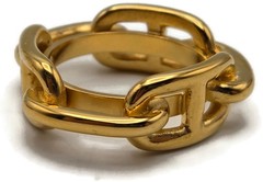 Hermès Chaîne d’Ancre Scarf Ring Vintage Gold Plated Anchor Link Design with Box
