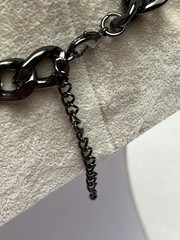 Vintage Gun Metal Thick Chain Multicolor Acrylic Rhinestone Pendant Necklace 18”