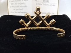 Vintage Gold Tone Metal Crown of Jewels Amethyst & Clear Rhinestones COA & Pouch