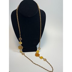 Necklace Retro Vintage Elegance Long Statement in Gold Tone 32 in Sarah Coventry