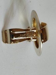 Vintage MARVELLA Gold Tone Clip On Earrings 1″ Round Classic Signed