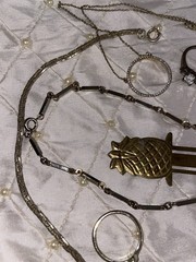 Vintage Costume Jewelry Lot Estate Chain Rings Tarnished As Is Untested Unmarked