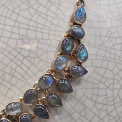 Vintage Sterling Necklace Rainbow Labrodite 16.5 inch / 92.5% Silver