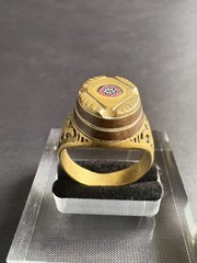 Handmade Tuareg Brass Ring Geometric Patterns & Rosette Motif Ring Size 11 US