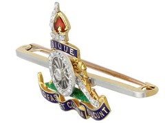 Antique 0.24ct Diamond Enamel 15ct Yellow Gold Palladium Sweetheart Brooch