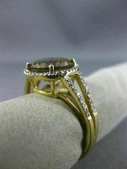 ESTATE 3.51CT DIAMOND & AAA SMOKY TOPAZ 14KT YELLOW GOLD HALO ENGAGEMENT RING