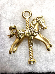 Vtg AJC gold tone Carousal Horse Pin