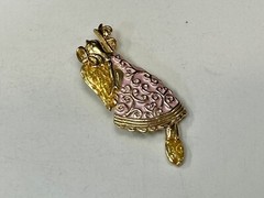 AAI vintage two tone rhinestone accented Holliday angel brooch pin