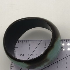 Chunky Exquisite Brown Turquoise Wide Wave Plastic Bangle Bracelet Art Western