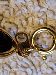 Vintage Gold-plated Bezel Set Clear Black Faux Pearl Necklace 36-in
