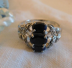Ross Simons Sterling Silver Black Spinel Diamond Accented Ring 925 Size 10