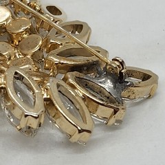 2.5″ Vintage Clear Navettes and AB Rhinestone Brooch Floral