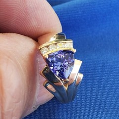 Original EARTH MINED TANZANITE DIAMOND Engagement Ring 14K GOLD Design Solitaire