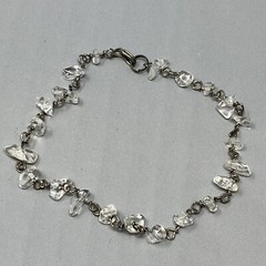 Vintage Stone Bracelet Clear Quartz Gemstone Nugget Healing Chakra Dainty 7.25″