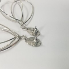 Cage Silver Tone Hoops Dangle Earrings Large 2.5″